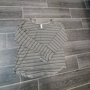 Athleta Black and White Striped Long Sleeve Tee